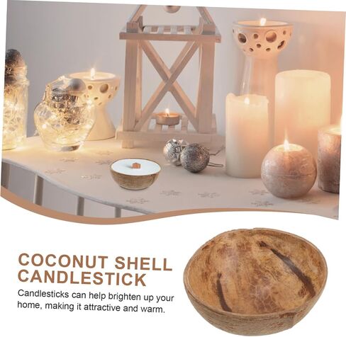 Doitool Coconuts Shell Candle Holder Natural Termatherapy Cup Diy Candle Candle Bowl Storage Jar in Saudi Arabia