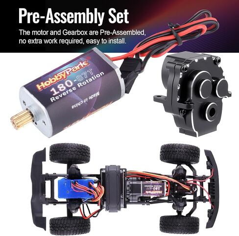HobbyPark Assembly Set 180 Brushed Motor w/Pinion and Transmission Gearbox with Gears for TRX4M Upgrades Parts (50T) in Saudi Arabia