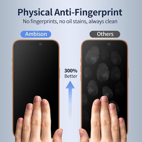Ambison [2 Pack Matte Glass Screen Protector Compatible for iPhone 16 2024/iPhone 15 2023 6.1inch, Dynamic Island Compatible/Anti-Glare & Fingerprint [No Bubbles] Install Frame/Smooth as Silk in Kuwait