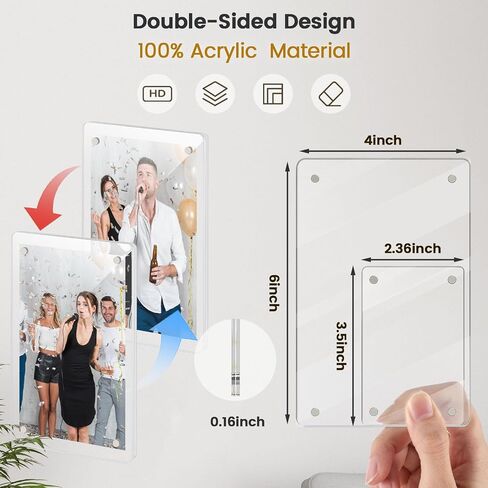 إطارات صور MODESTAR 4 × 6 لثلاجة 4 حزمة ، إطارات مغناطيسية للثلاجة الأكريليك لمكتب بطاقة بريدي in Saudi Arabia