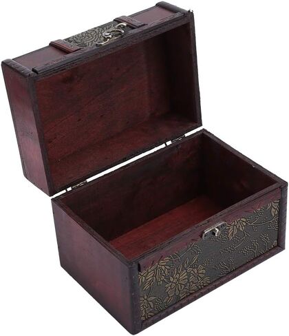 ZJchao Treasure Chest Wooden Chest Storage Case, Vintage Look Antique Design Small Treasure Chest Jewelry Box Jewelry Organizer(04) in Saudi Arabia