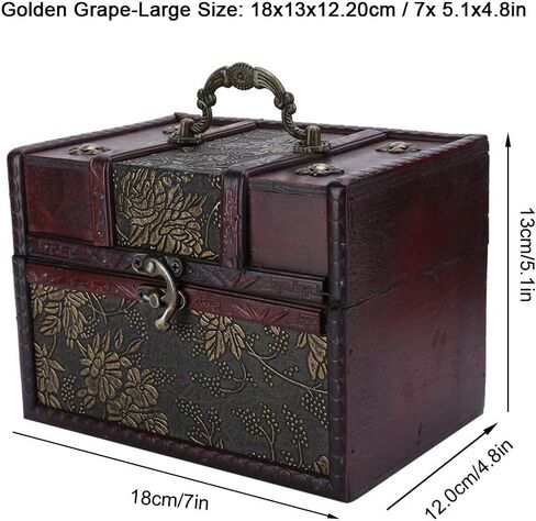 ZJchao Treasure Chest Wooden Chest Storage Case, Vintage Look Antique Design Small Treasure Chest Jewelry Box Jewelry Organizer(04) in Saudi Arabia