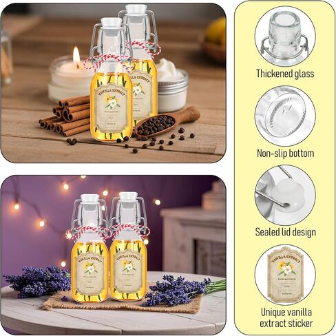 20 Pack 4 oz swing top glass bottle vanilla jars bottles with airtight stoppers amber for Kombucha Kefir Vanilla Extract beer(bonus gaskets rope brush labels and funnel) in Saudi Arabia