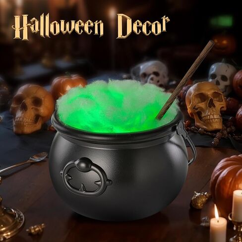 Halloween Decorations Indoor - Magic Auto Mixing Witches Cauldron - Black Plastic Punch Bowl Decor with Light String, Timer Remote for Party Home Kitchen Room Table Mantel in Saudi Arabia