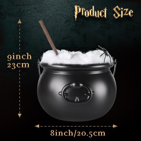 Halloween Decorations Indoor - Magic Auto Mixing Witches Cauldron - Black Plastic Punch Bowl Decor with Light String, Timer Remote for Party Home Kitchen Room Table Mantel in Saudi Arabia