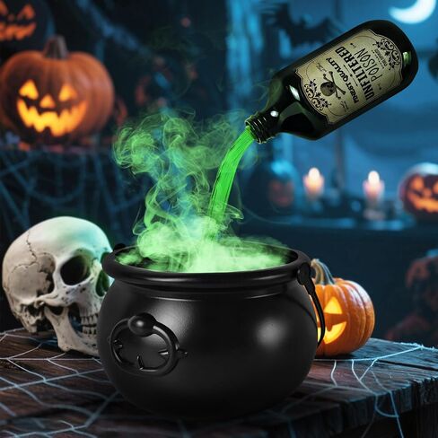 Cauldron Halloween Decor Indoor, Halloween Cauldron Decorations with Magic Floating Potion Bottles & Diffuser, Black Plastic Witches Cauldron Bowl Hocus Pocus Decor for Home Table Mantel Kitchen Room in Saudi Arabia