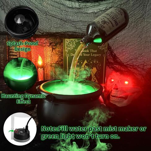 Cauldron Halloween Decor Indoor, Halloween Cauldron Decorations with Magic Floating Potion Bottles & Diffuser, Black Plastic Witches Cauldron Bowl Hocus Pocus Decor for Home Table Mantel Kitchen Room in Saudi Arabia