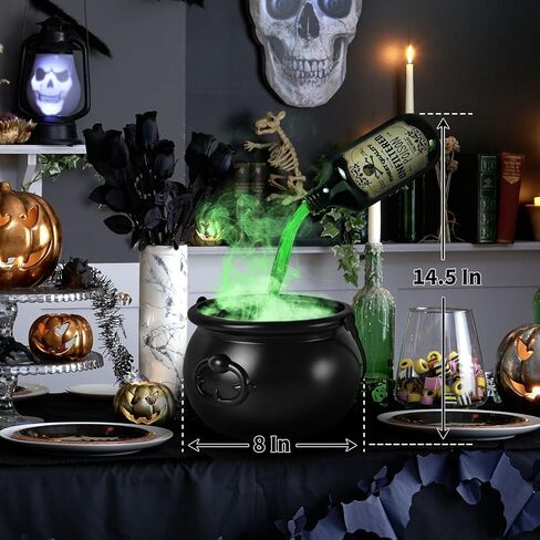 Cauldron Halloween Decor Indoor, Halloween Cauldron Decorations with Magic Floating Potion Bottles & Diffuser, Black Plastic Witches Cauldron Bowl Hocus Pocus Decor for Home Table Mantel Kitchen Room in Saudi Arabia
