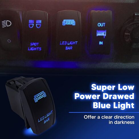5pin Bumper Light Bar Rocker Switch Blue Backlit LED Light On-Off 12V 24V Compatible with UTV Polaris Ranger RZR XP Turbo Can Am Commander Maverick X3 in Saudi Arabia