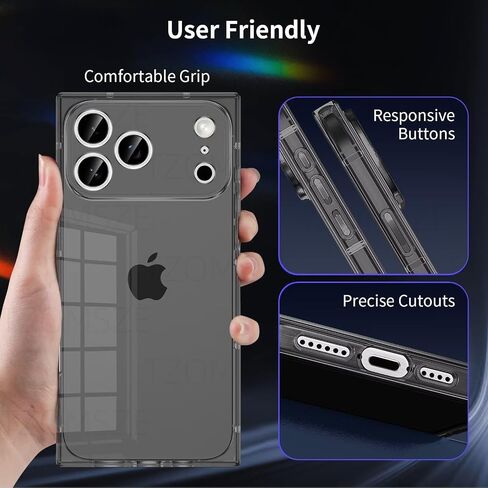حافظة Tzomsze لهاتف iPhone 16 Pro Max، حافظة شفافة، حماية الكاميرا وزوايا معززة من مادة TPU غطاء نحيف مقاوم للصدمات للنساء والفتيات 6.9 بوصة - شفاف in Saudi Arabia