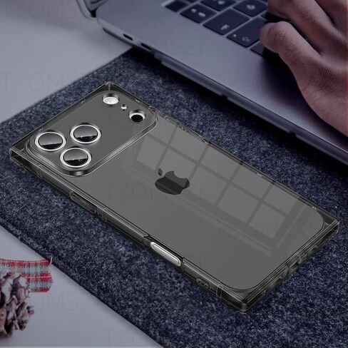 حافظة Tzomsze لهاتف iPhone 16 Pro Max، حافظة شفافة، حماية الكاميرا وزوايا معززة من مادة TPU غطاء نحيف مقاوم للصدمات للنساء والفتيات 6.9 بوصة - شفاف in Saudi Arabia