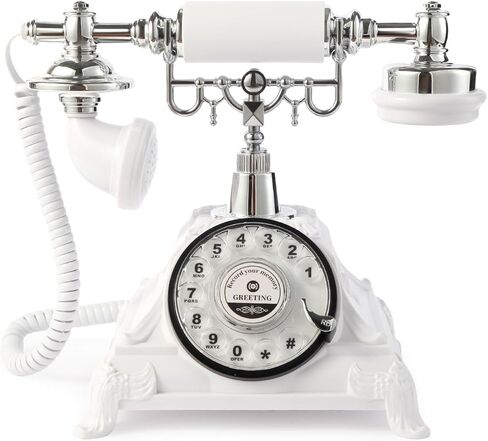 Audio Guest Book Wedding Phone, Audio Guest Book Record Customized Audio Messages Guest Book Alternatives Classic Rotary Phone for Parties Birthdays Rentals Confessions Special Occasions (White) in Kuwait