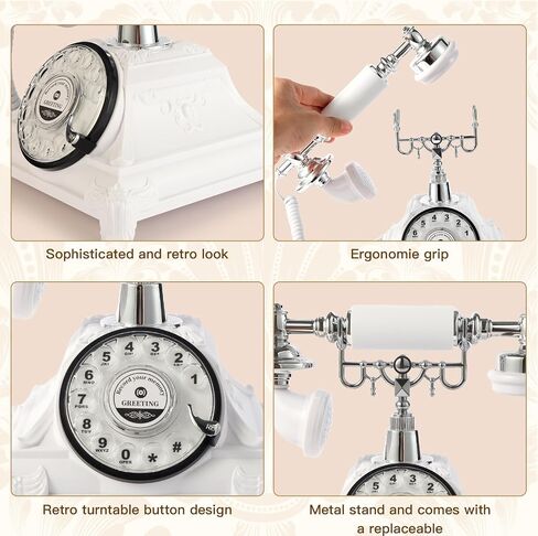 Audio Guest Book Wedding Phone, Audio Guest Book Record Customized Audio Messages Guest Book Alternatives Classic Rotary Phone for Parties Birthdays Rentals Confessions Special Occasions (White) in Kuwait