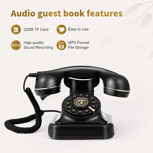 Audio Guest Book Wedding Phone, Audio Guest Book Record Customized Audio Messages Guest Book Alternatives Classic Retro Phone for Parties Birthdays Rentals Confessions Special Occasions (White) in Saudi Arabia