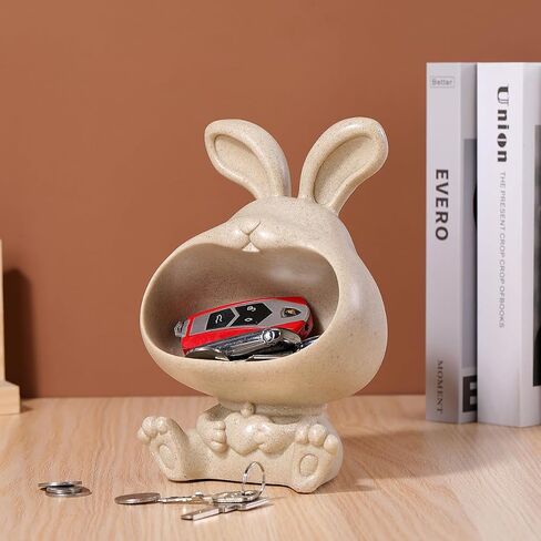 Big Mouth Rabbit Sculpture Tray Sandstone Ornament Multifunctional Decorative Organizer for Keys Coins Lipstick Small Items in Saudi Arabia