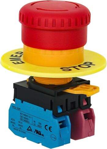 22mm Mushroom Emergency Stop Push Button Switch 10A 600V Latching Safety Replacement (2NC, 1) in Saudi Arabia