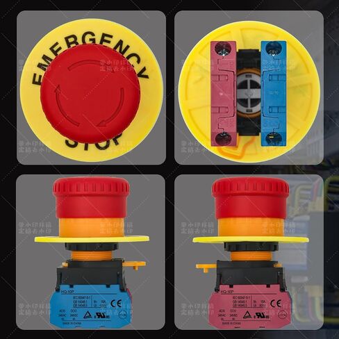 22mm Mushroom Emergency Stop Push Button Switch 10A 600V Latching Safety Replacement (2NC, 1) in Saudi Arabia