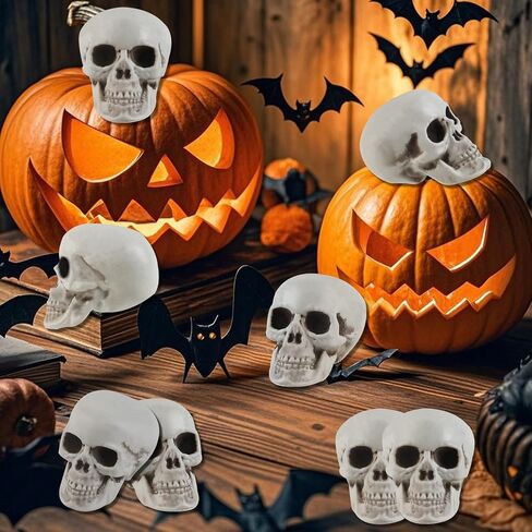 20 PCS Halloween Skulls واقعية المظهر الجماجم المظهر الرئيسي للهيكل العظمي لقضاء عيد الهالوين نموذج التزيين تمثال الهيكل العظمي البشري (1.6 × 1.8 × 2.3 بوصة) in Saudi Arabia