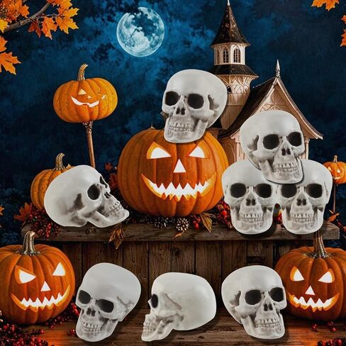 20 PCS Halloween Skulls واقعية المظهر الجماجم المظهر الرئيسي للهيكل العظمي لقضاء عيد الهالوين نموذج التزيين تمثال الهيكل العظمي البشري (1.6 × 1.8 × 2.3 بوصة) in Saudi Arabia