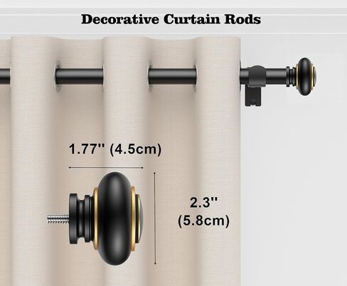 2 Pack Curtain Rods 18-58 inch, for Window 48 Inch, Adjustable Length Heavy Duty Diameter 7/8 inch, Modern Finials, Black in Kuwait