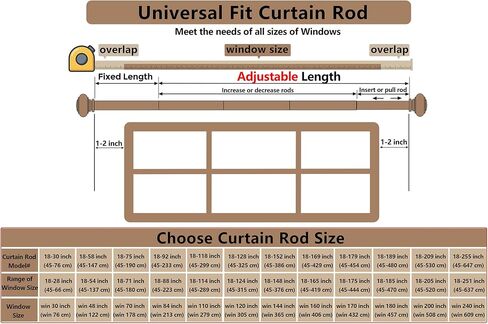 2 Pack Curtain Rods 18-58 inch, for Window 48 Inch, Adjustable Length Heavy Duty Diameter 7/8 inch, Modern Finials, Black in Kuwait