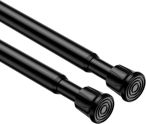 2 Pack Spring Tension Rods 28-43 Inches,5/8" Diameter Black Spring Load Adjustable Expandable,Small Short Tension Curtain Rod for Windows,Kitchen,Doorway,Bathroom,Cupboard Bars in Saudi Arabia