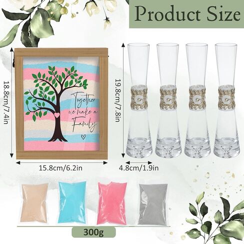 Unity Sand for Wedding Ceremony Set - LIKEYO 9 PCS Unity Ceremony Kit with A Wood Box & Four Vases & Four Colored Sands, Outdoor Wedding Decoration Ideas, Marriage Party Gift Set for Bride Bridegroom in Kuwait