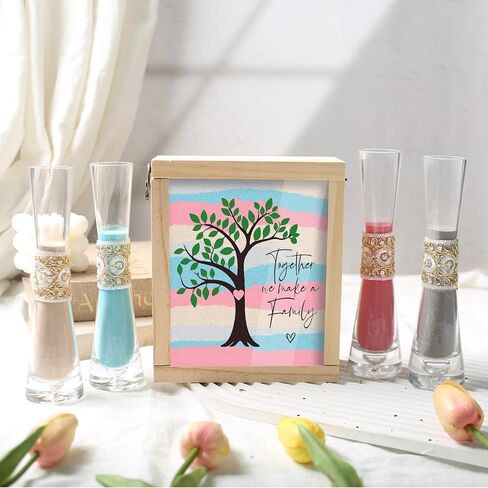 Unity Sand for Wedding Ceremony Set - LIKEYO 9 PCS Unity Ceremony Kit with A Wood Box & Four Vases & Four Colored Sands, Outdoor Wedding Decoration Ideas, Marriage Party Gift Set for Bride Bridegroom in Kuwait