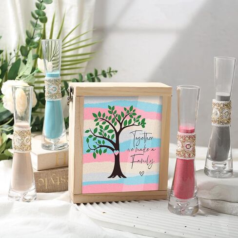 Unity Sand for Wedding Ceremony Set - LIKEYO 9 PCS Unity Ceremony Kit with A Wood Box & Four Vases & Four Colored Sands, Outdoor Wedding Decoration Ideas, Marriage Party Gift Set for Bride Bridegroom in Kuwait
