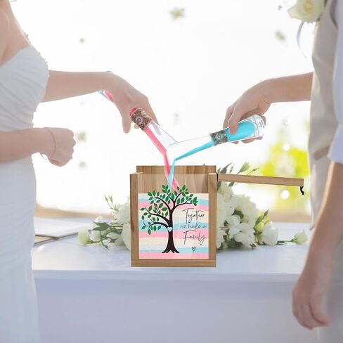 Unity Sand for Wedding Ceremony Set - LIKEYO 9 PCS Unity Ceremony Kit with A Wood Box & Four Vases & Four Colored Sands, Outdoor Wedding Decoration Ideas, Marriage Party Gift Set for Bride Bridegroom in Kuwait