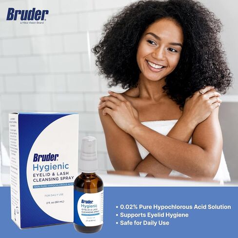 Bruder Hygienic Eyelid Solution Spray - Non-Irritating Pure Hypochlorous in Saline, Calm, Skincare, Daily Use Eyelid and Lash Cleanser, Eye Cleansing Spray (30mL) in Saudi Arabia