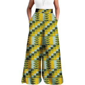 SEA&ALP African Print Pants for Women Plus Size Wide Leg Ankara Trousers Loose Kente Dashiki Pants Baggy Clothes Attire in Kuwait