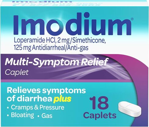 كبسولات الإغاثة متعددة الأعراض Imodium مع هيدروكلوريد وسيمثيكون ، دواء مضاد للدياريال لعلاج الإسهال ، الغاز ، الانتفاخ ، التشنجات والضغط ، أسهل في فتح ، 24 CT in Kuwait