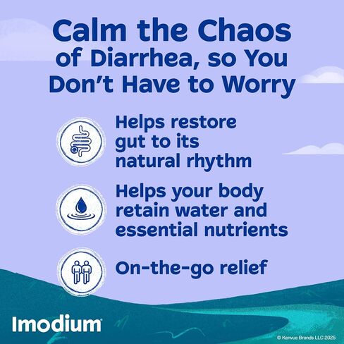 كبسولات الإغاثة متعددة الأعراض Imodium مع هيدروكلوريد وسيمثيكون ، دواء مضاد للدياريال لعلاج الإسهال ، الغاز ، الانتفاخ ، التشنجات والضغط ، أسهل في فتح ، 24 CT in Kuwait