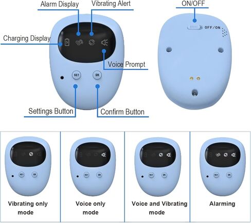 إنذار نخول لاسلكي للبنين والبنات ، USB قابلة لإعادة الشحن ، 3 أوضاع عمل ، إنذار التبول للأطفال ، الأزرق in Kuwait
