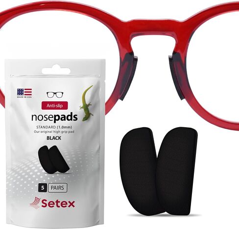 Setex Gecko Grip 1mm Anti Slip Eyeglass Nose Pads, (5 Clear Pair) USA Made, 2500 Innovative Microstructured Fibers per Nose Pad, 1mm x 7mm x 16mm in Kuwait