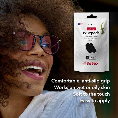 Setex Gecko Grip 1mm Anti Slip Eyeglass Nose Pads, (5 Clear Pair) USA Made, 2500 Innovative Microstructured Fibers per Nose Pad, 1mm x 7mm x 16mm in Kuwait