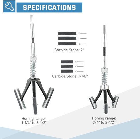 ATPEAM Engine Cylinder Hone Tool Adjustable Deglazer Set for Grinding Holes from 1-1/4" to 3-1/2" Diameter with Extra 3-Piece 2" Long Stones 220 Grit in Kuwait