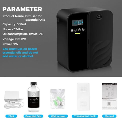 Hotel Scent Diffuser, House Scent Machine, 5000 Sq.Ft of Coverage, 500ml Large Capacity Aromatherapy Machine, Scent Diffusers for Home Large Room, Office Waterless Essential Oil Diffuser in Kuwait