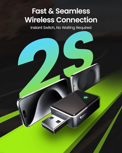 Kello Carplay Wireless Adapter, Convert Wired to Wireless CarPlay Adapter, Auto Car Play Wireless Dongle with iOS 10+ / Android 11+, Support OTA in Saudi Arabia