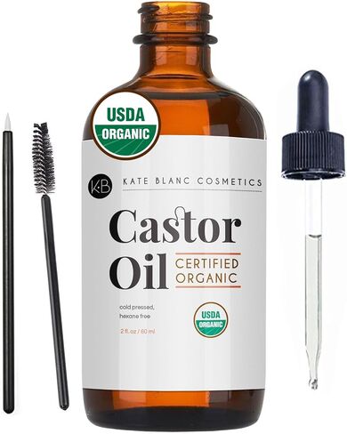 Kate Blanc Cosmetics Oil Castor Oil Oil Organic للشعر والرموش والوجه (2 أوقية) ، 100 ٪ نقي ، مضغوط بارد ، خالية من الهكسان. مصل الرموش للعموم والحواجب in Kuwait