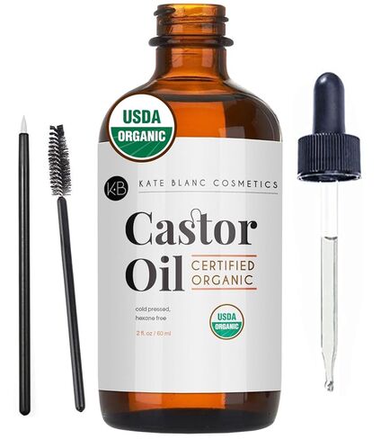 Kate Blanc Cosmetics Oil Castor Oil Oil Organic للشعر والرموش والوجه (2 أوقية) ، 100 ٪ نقي ، مضغوط بارد ، خالية من الهكسان. مصل الرموش للعموم والحواجب in Kuwait