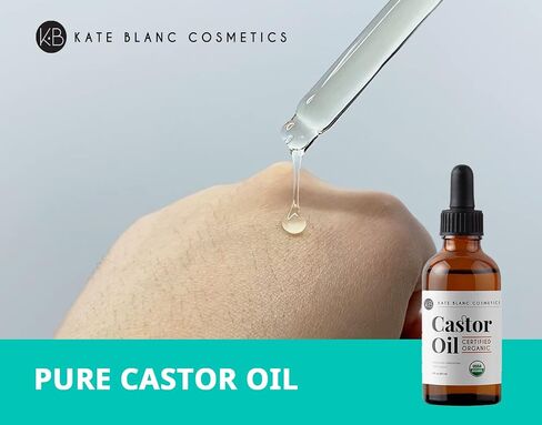 Kate Blanc Cosmetics Oil Castor Oil Oil Organic للشعر والرموش والوجه (2 أوقية) ، 100 ٪ نقي ، مضغوط بارد ، خالية من الهكسان. مصل الرموش للعموم والحواجب in Kuwait