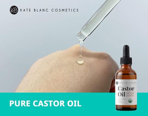 Kate Blanc Cosmetics Oil Castor Oil Oil Organic للشعر والرموش والوجه (2 أوقية) ، 100 ٪ نقي ، مضغوط بارد ، خالية من الهكسان. مصل الرموش للعموم والحواجب in Kuwait