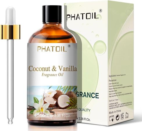3.38FL.OZ Coconut & Vanilla Fragrance Oils for Aromatherapy, Essential Oils for Diffusers for Home, Perfect for Diffuser, Yoga, DIY Candle and Soap Making - 100ml in Kuwait