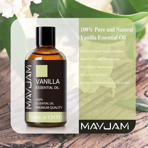 Vanilla Essential Oil 30ml/1.01fl.oz, MAYJAM Premium Vanilla Oils for Aromatherapy, Diffuser, Soap Making, Candle Making, Long Lasting Scents in Saudi Arabia