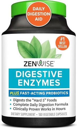 Zenwise Health Digestive Enzymes for Gut Health & Bloating Relief - Multi Enzymes Digestion Supplement with Probiotics, Bromelain & Papaya for Digestive Health Support - Men & Women - 180 Count in Kuwait