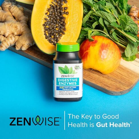 Zenwise Health Digestive Enzymes for Gut Health & Bloating Relief - Multi Enzymes Digestion Supplement with Probiotics, Bromelain & Papaya for Digestive Health Support - Men & Women - 180 Count in Kuwait