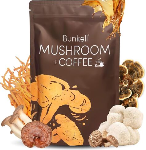 Mushroom Coffee, Adaptogenic 6 Mushrooms with Lion's Mane, Reishi, Cordyceps, Shiitake, King Trumpet & Turkey Tail, Instant Coffee Powder for Energy, Digestion & Immune Support, 30 Servings in Kuwait