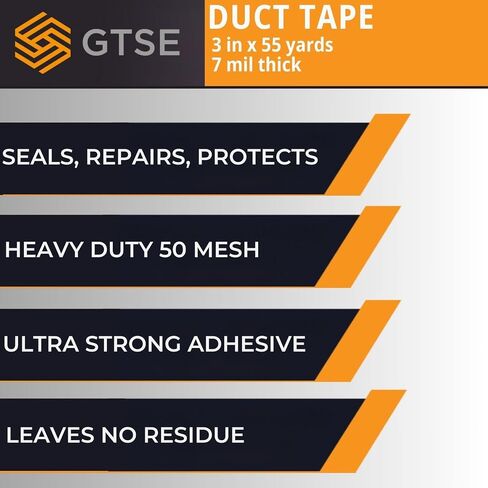 GTSE Black Duct Tape, Wide Roll, 3 inches x 55 Yards (164 ft), Heavy-Duty, Waterproof, 1 Roll Pack in Saudi Arabia